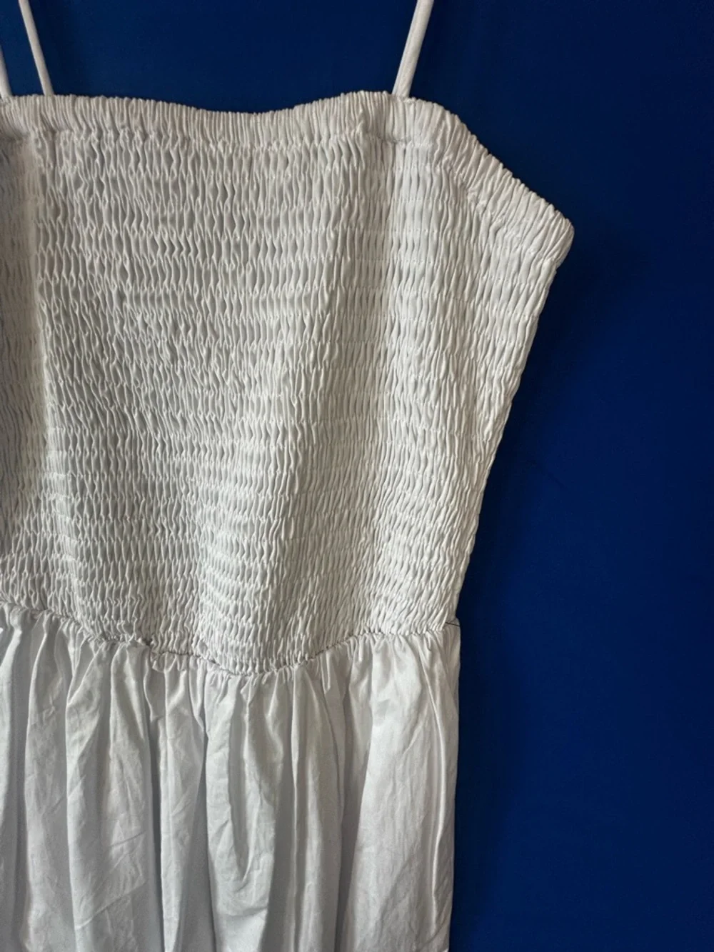 Astr White Smocked Midi Dress with Spaghetti Straps - Picture 3 of 6